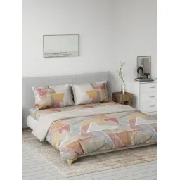 DDecor Blue Cotton Geometric Primary Collection King Bedsheet & Quilt with 2 Pillow Covers-picture-13