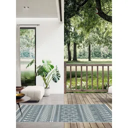 DDecor Blue Geometric Anti-Skid Polypropylene Carpet image 1