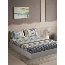 DDecor Blue Geometric Pure Cotton 145 TC Super Super King Bedsheet Set 2.74m x 2.74m-picture-26