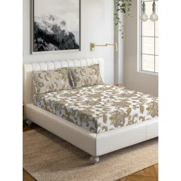 DDecor Brown & White Ethnic Motifs 144 TC  King Bedsheet with Two Pillow Covers-picture-14