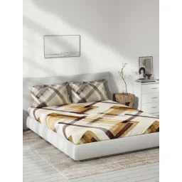 DDecor Brown Cotton 136 TC Queen Size Bedsheet With Pillow Covers-picture-14