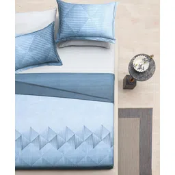 d'decor DDecor Blue White Geometric Cotton 180 TC King Bedsheet With 2 Pillow Covers-picture-11