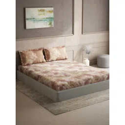 DDecor Fiesta Floral Red Cotton 136 TC Double Bedsheet With 2 Pillow Covers-picture-19