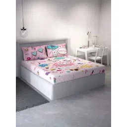 DDecor Girl Power Conversational Pink Cotton 136 TC Double Bedsheet With 2 Pillow Covers-picture-39