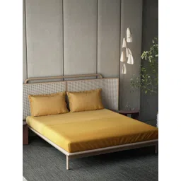 DDecor Gold-Toned Cotton 210 TC King Bedsheet With 2 Pillow Covers-picture-13