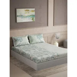 DDecor Green & White Floral Printed 180 TC Cotton Double King Bedsheet Set 2.74 m x 2.74 m-picture-41