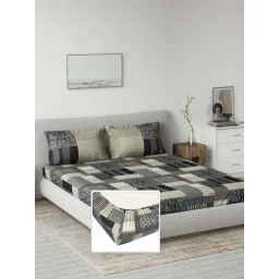 DDecor Grey Cotton 145TC Printed Bedsheet with 2 Pillow Cover-picture-19