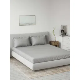 DDecor Grey Cotton 180TC Bedsheet with 2 Pillow Cover-picture-24