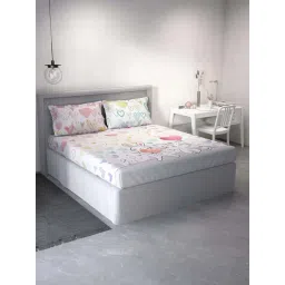 DDecor Hearts Conversational Pink Cotton 136 TC Double Bedsheet With 2 Pillow Covers-picture-42