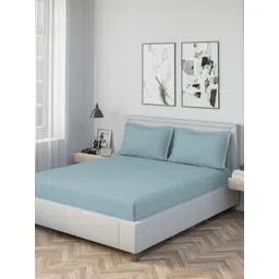 DDecor Live Beautiful Blue Cotton 180 TC King Bedsheet with 2 Pillow Covers-picture-40