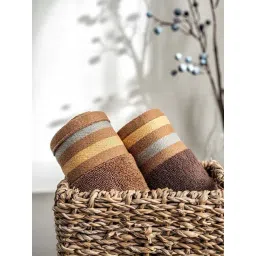 DDECOR Live beautiful Brown & Orange Cotton 500 GSM Hand Towels - Set of 2-picture-16