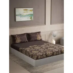 DDecor Maxima Brown Cotton Ethnic 144 TC Super King Bedsheet with 2 Pillow Covers-picture-37