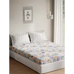 DDecor Meteorite Abstract Blue Cotton 136 TC Double Bedsheet With 2 Pillow Covers-picture-25