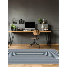 DDecor Navy Blue Geometric Anti-Skid Polypropylene Carpet-picture-18