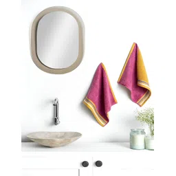 DDecor Pink & Mustard 500 GSM Cotton Reversible Face Towel-picture-13
