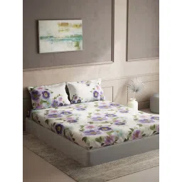 DDecor Purple Cotton 150 TC King Size Bedsheet With Pillow Covers-picture-27