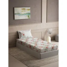 DDecor Radiance White & Red Printed Pure Cotton 144 TC Single Bedsheet Set 1.52 m x 2.24 m-picture-38