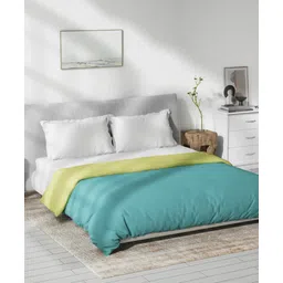 DDecor Turquoise Blue Green Solid 100% Cotton 150 GSM Reversible Double Bed Quilt-image-9