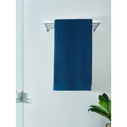 DDecor Unisex Blue Solid 600 GSM Cotton Bath Towel-image-8