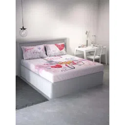 DDecor Wanderlust Conversational Pink Cotton 136 TC Double Bedsheet With 2 Pillow Covers-picture-15