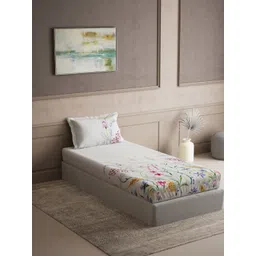 DDecor White & Pink 144 TC Single Bedsheet with 1 Pillow Covers-picture-15