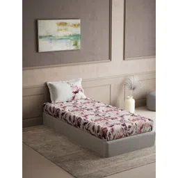 DDecor White & Pink Geometric 144 TC Single Bedsheet with 1 Pillow Covers-picture-19