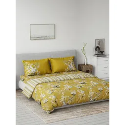 DDecor Yellow & White Printed Mild Winter Pure Cotton Double King Regular Bedding Set-picture-16