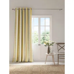 DDecor Yellow & White Striped Room Darkening Long Door Curtain-image-3