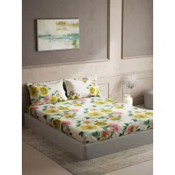 DDecor Yellow Cotton 150 TC King Size Bedsheet With Pillow Covers-picture-11