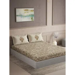 DDecor Yellow Ethnic Motifs Pure Cotton 145 TC Super King Bedsheet Set 2.74m x 2.74m-picture-14