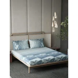 DDECOR Live beautiful Blue Cotton Contemporary 210 TC Double Flat Bedsheet with 2 Pillow Covers-picture-27