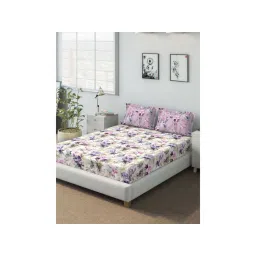 ddecor live beautiful DDecor Live Beautiful, Cotton, 1 Double Bedsheet With 2 Pillow Covers, 144 TC - Purple-picture-33