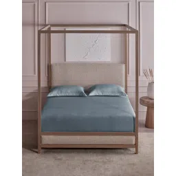 Ddecor Live Beautiful Geometric Jacquard Flat 300TC King Bedsheet With 2 Pillow Covers - Blue-picture-14