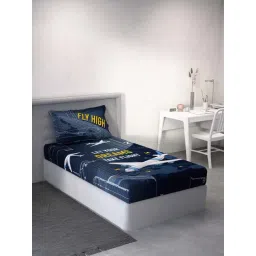 Ddecor Live beautiful Little Brats Blue 144 TC Cotton Single Bedsheet with 1 Pillow Cover-picture-33