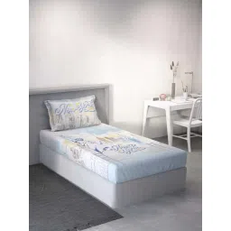 Ddecor Live beautiful Little Brats Blue 144 TC Cotton Single Bedsheet with 1 Pillow Cover-picture-15