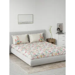 DDECOR Live beautiful Pink Cotton Floral 145 TC Double Flat Bedsheet with 2 Pillow Covers-picture-15