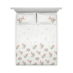 DDECOR Live beautiful Pink Cotton Floral 145 TC Double Flat Bedsheet with 2 Pillow Covers image 3
