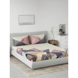 DDECOR Live beautiful Purple Cotton Contemporary 145 TC Double Flat Bedsheet with 2 Pillow Covers-picture-17