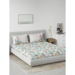 DDECOR Live beautiful Purple Cotton Floral 145 TC Double Flat Bedsheet with 2 Pillow Covers-picture-16