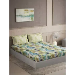Ddecor Live beautiful The Elemental Blue 144 TC Cotton Queen Bedsheet with 2 Pillow Covers-picture-44