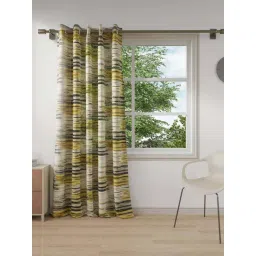 Ddecor Live Beautiful Yellow Polyester Room Darkening Long Door Curtain-image-5