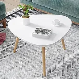 DDS Dream Decor Shoppee Triangle Side Table, Nightstand Coffee End Table for Living Room, Small Spaces, Easy Assembly Home Decor Bedside Table (White, Engineered Wood)-picture-10