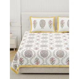 DE CAMA 210 TC Ethnic Motifs King Bedsheet with 2 Pillow Covers-picture-14