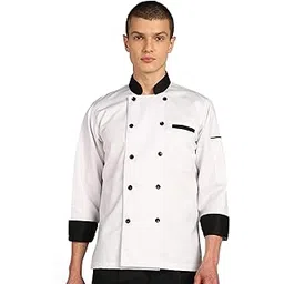 de cuisine Chef Coat for Men and Women White Colour Black Contrast-picture-14