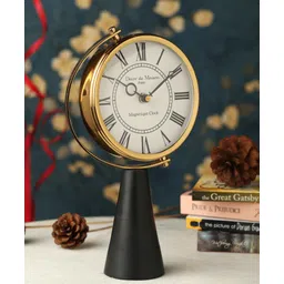 De Maison Decor Black Wood's Pedestal Clock in Reflective Gold-picture-14