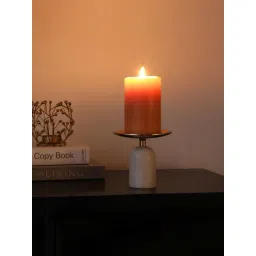 De Maison Decor Gold Aluminium Abstract Marble Pri Pillar Mini Stand Candle Holder-picture-15