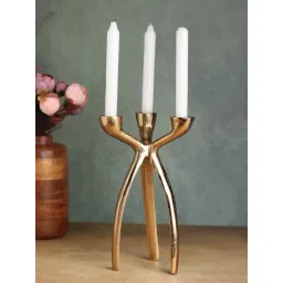De Maison Decor Gold Aluminium Abstract Trifecta Candle Holder-picture-35