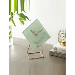 De Maison Decor Green Glass Hannah Glass Embossed Table Clock-picture-24