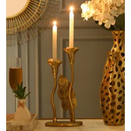 de maison decor Jules Double Gold Aluminium Candle Holder-picture-13