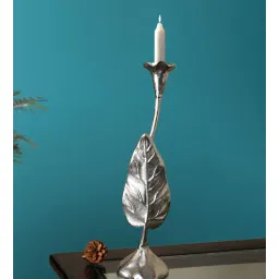 de maison decor Jules Leaf Large Silver Aluminium Candle Holder-picture-14